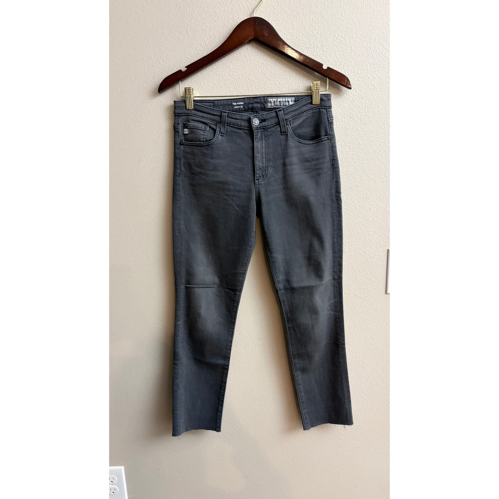AG Adriano Goldschmied Prima Ankle Cigarette 27 Gray Cigarette Leg Raw Hem Jeans